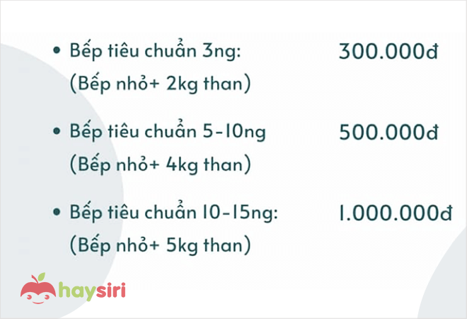 bảng giá thuê bếp tại thiên sơn