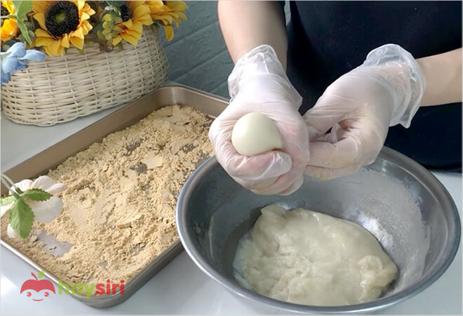 chia bột làm bánh mochi