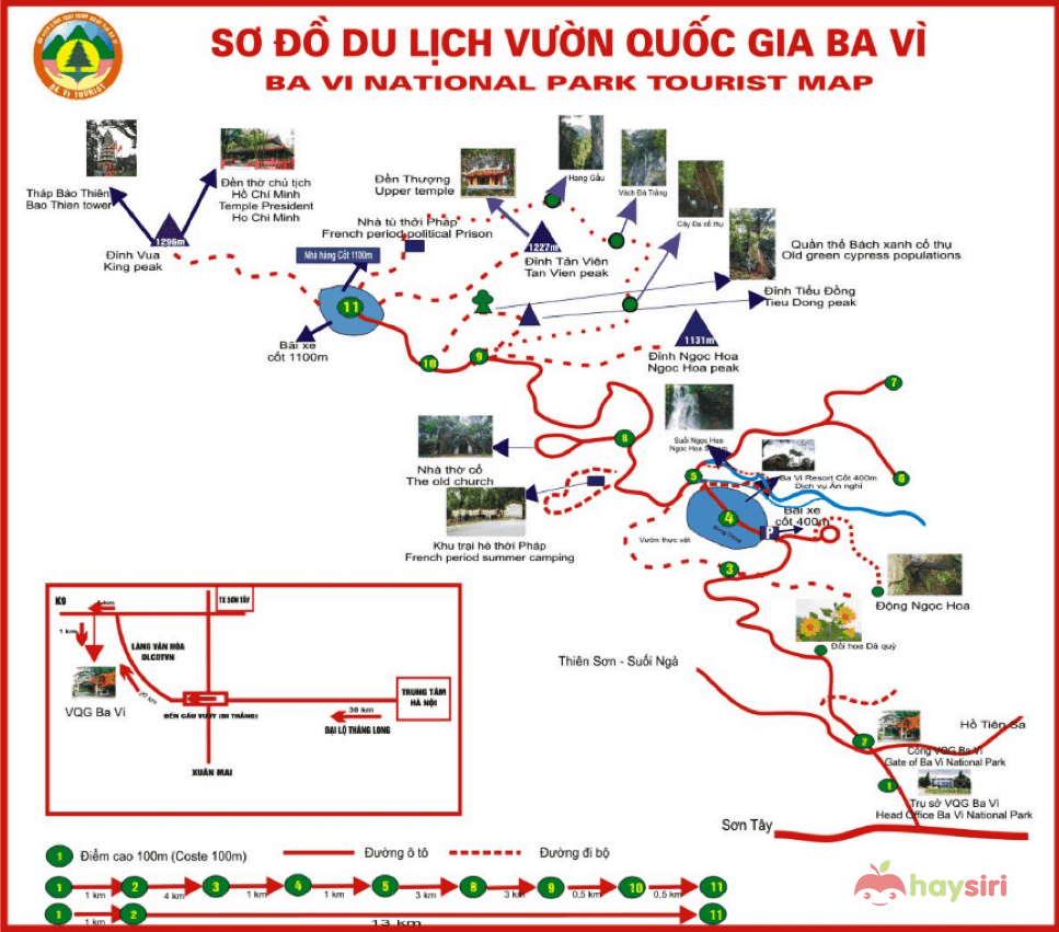 sơ đồ vườn quốc gia ba vì