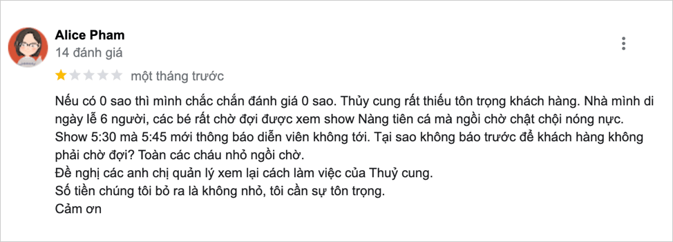 review nhận xét về thuỷ cung