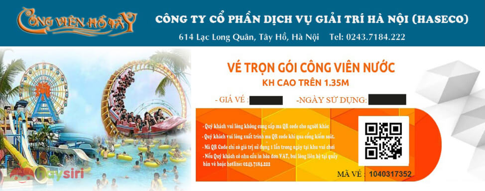 hình ảnh vé qr code công viên nước hồ tây