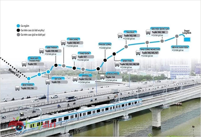 14 nhà ga thuộc tuyến Metro Bến Thành - Suối Tiên