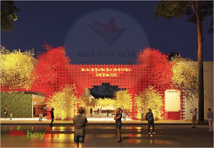 Hình 3D cổng Lễ Hội Tết Việt 2025 tại Nhà văn hoá Thanh Niên